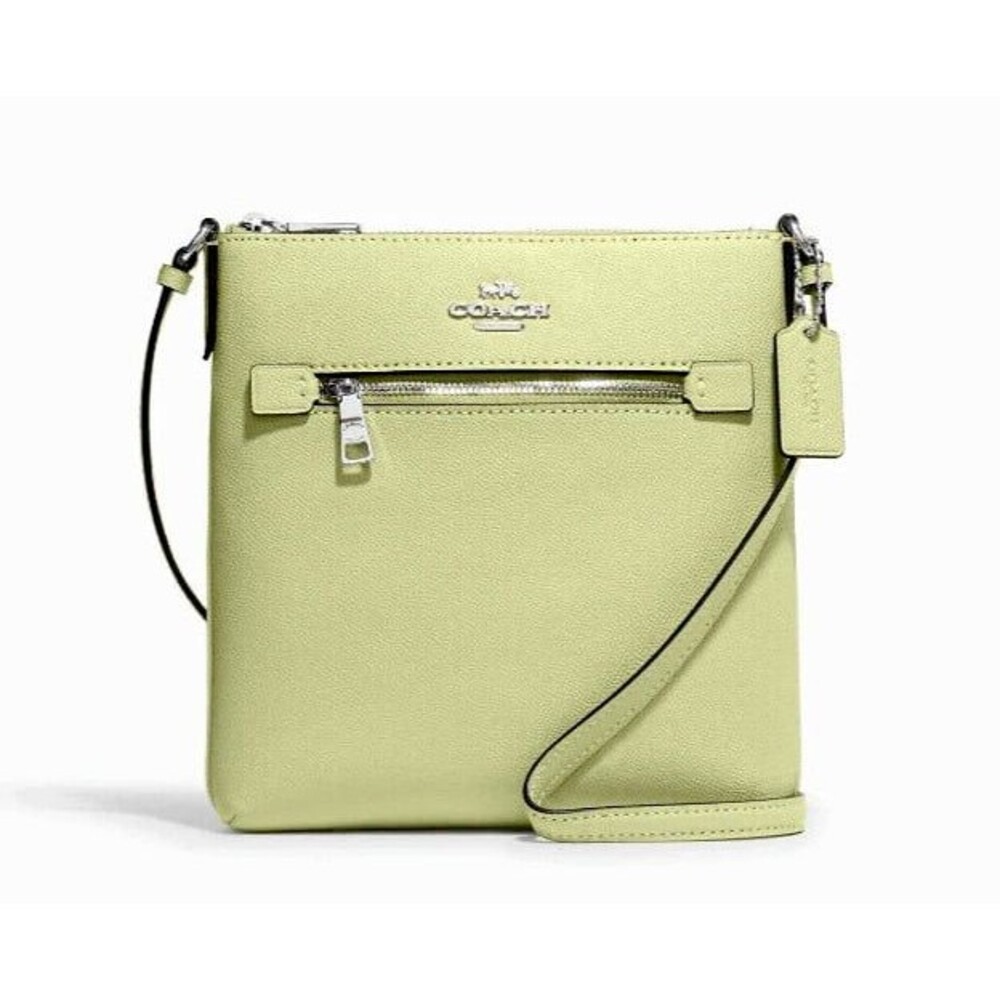 New Coach CE871 Mini Rowan File Bag Crossgrain Leather Pale Lime